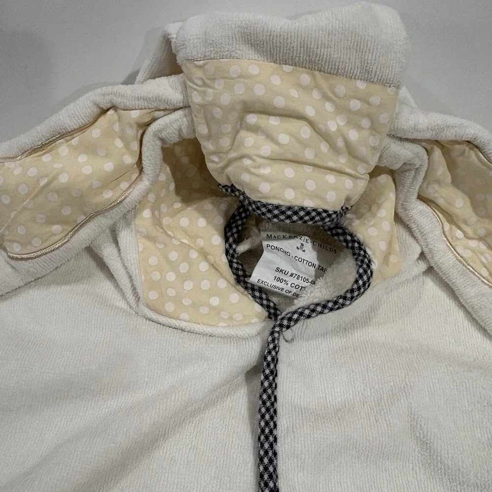 MacKenzie-Childs Kids Cotton Tail Hooded Poncho White Terry Bunny Bath Towel